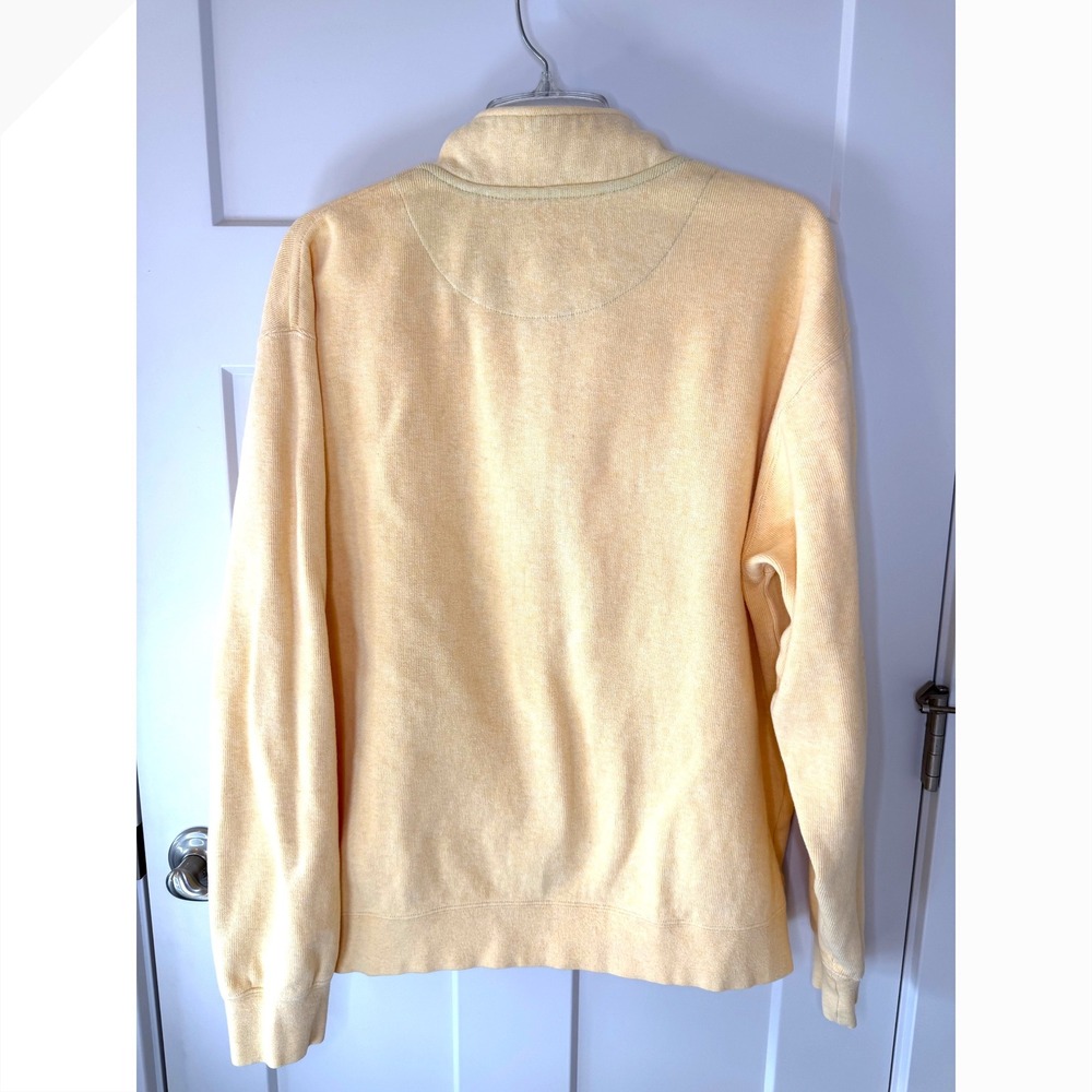 Orvis Mens 100% Cotton Quarter Zip Pullover Sweatshirt Yellow Blue RN 70534 - Picture 4 of 8